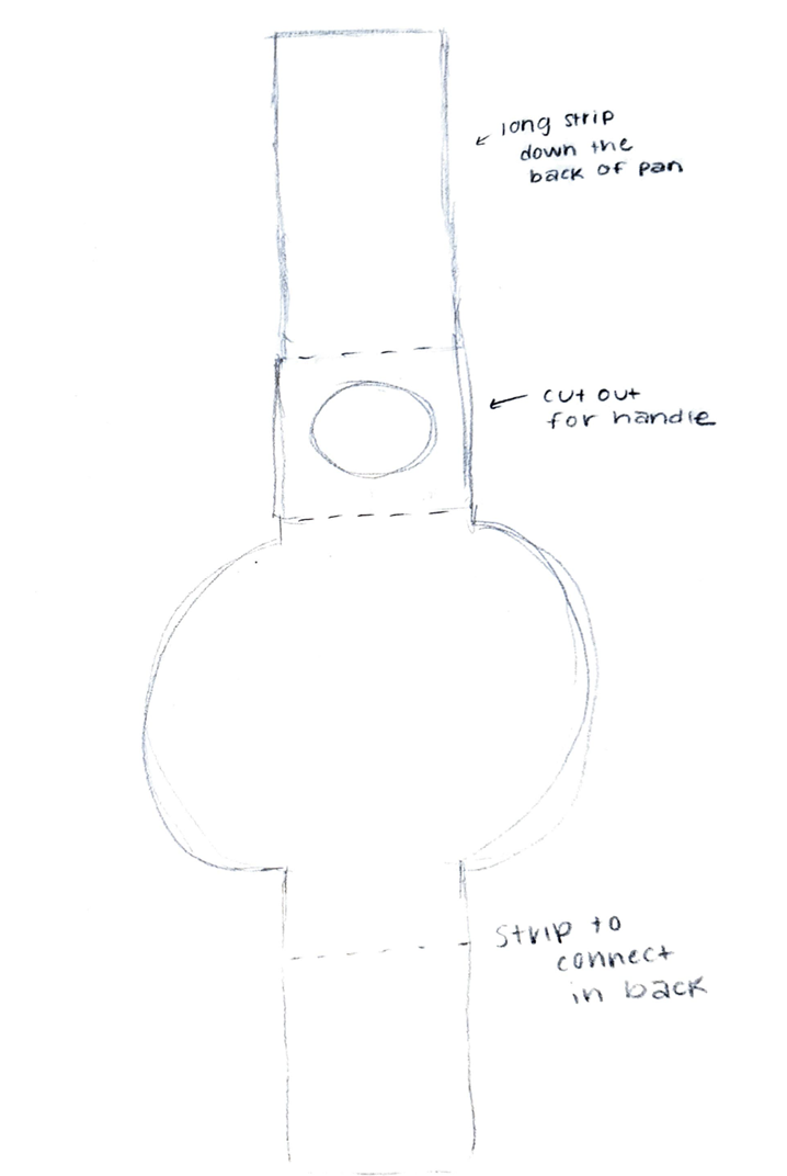 scanned sketch of package plan and where it will sit on the product