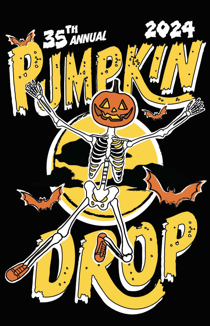 full design of pumpkin drop on opaque black background